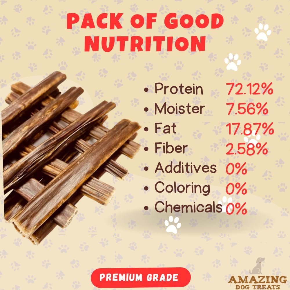 Amazing Dog Treats Gullet Sticks for Dogs - 6 Inch Beef Gullet Jerky Chews - 40 Count