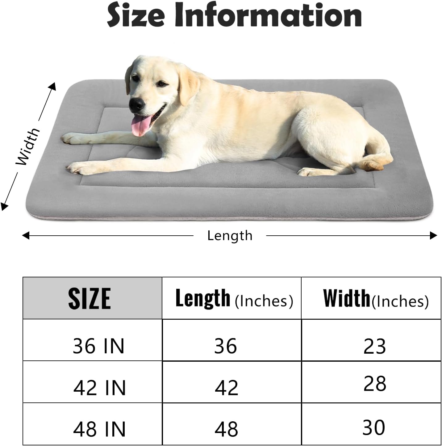 JoicyCo Large Dog Bed Soft Dog Crate Pad Mat 42 in Non-Slip Bottom Washable Dog Sleeping Mattress Pet Beds Cat Beds Kennel Pads
