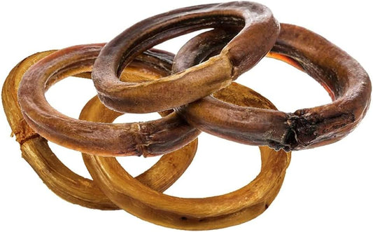 hotspot pets Bully Stick Rings for Dogs - Premium All Natural Long Twisted Beef Pizzle Dog Chew Treats - Grain Free Fully Digestible Rawhide Alternative 50 Count