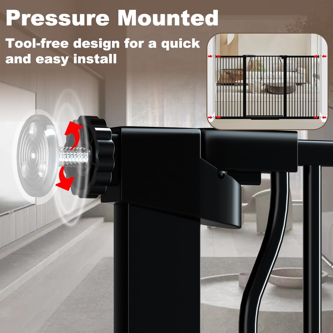 41" Extra Tall and Wide Pet Gate, 71.3-76.7 in Baby Gates with Door for Doorways Hallways, Walk Thru Large Dog Gate Indoor, Auto Close Long Child Safety Gates for Kids Puppy Doggie, Black