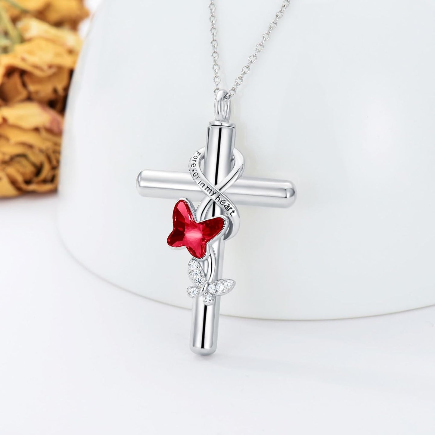 Cross Urn Necklace for Ashes 925 Sterling Silver Cremation Jewelry with Funnel Filler Kit Ashes Necklace for Human Women Girl Pets