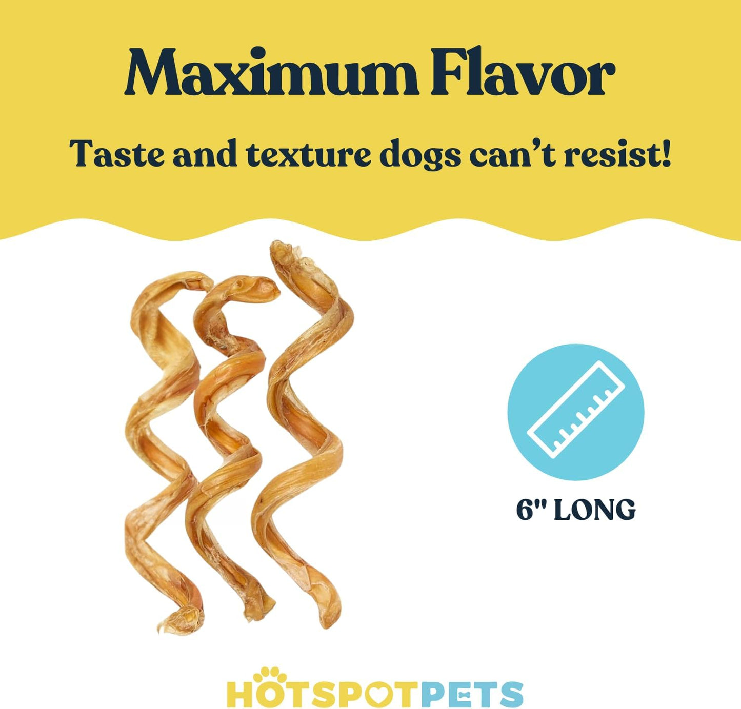 hotspot pets Curly Spring Bully Sticks for Dogs - (12 Pack) Premium All Natural Long Twisted Beef Pizzle Dog Chew Treats - Grain Free Fully Digestible Rawhide Alternative - 6 Inch Stix