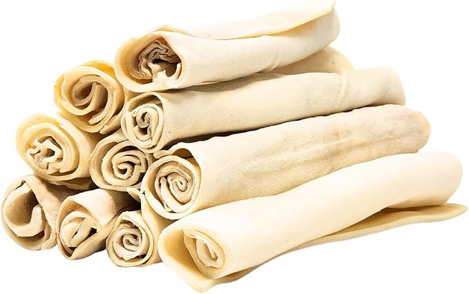 hotspot pets 8-9 Inch Large Rawhide Dog Chew Rolls (10 Pack) - Made from Grass Fed Cows - Great for Dental & Oral Care for Aggressive Chewers Large Dogs
