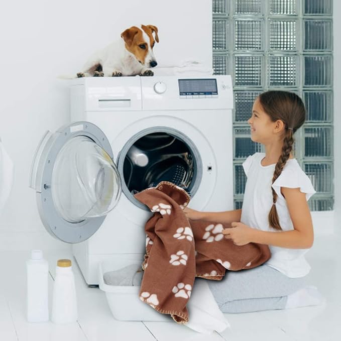 Comsmart Dog Blankets for Small Dogs, 6 Pack Puppy Blanket Cute Paw Print Pet Blanket for Dog, Puppy, Cat, Kitten, 39x31 inches, Brown