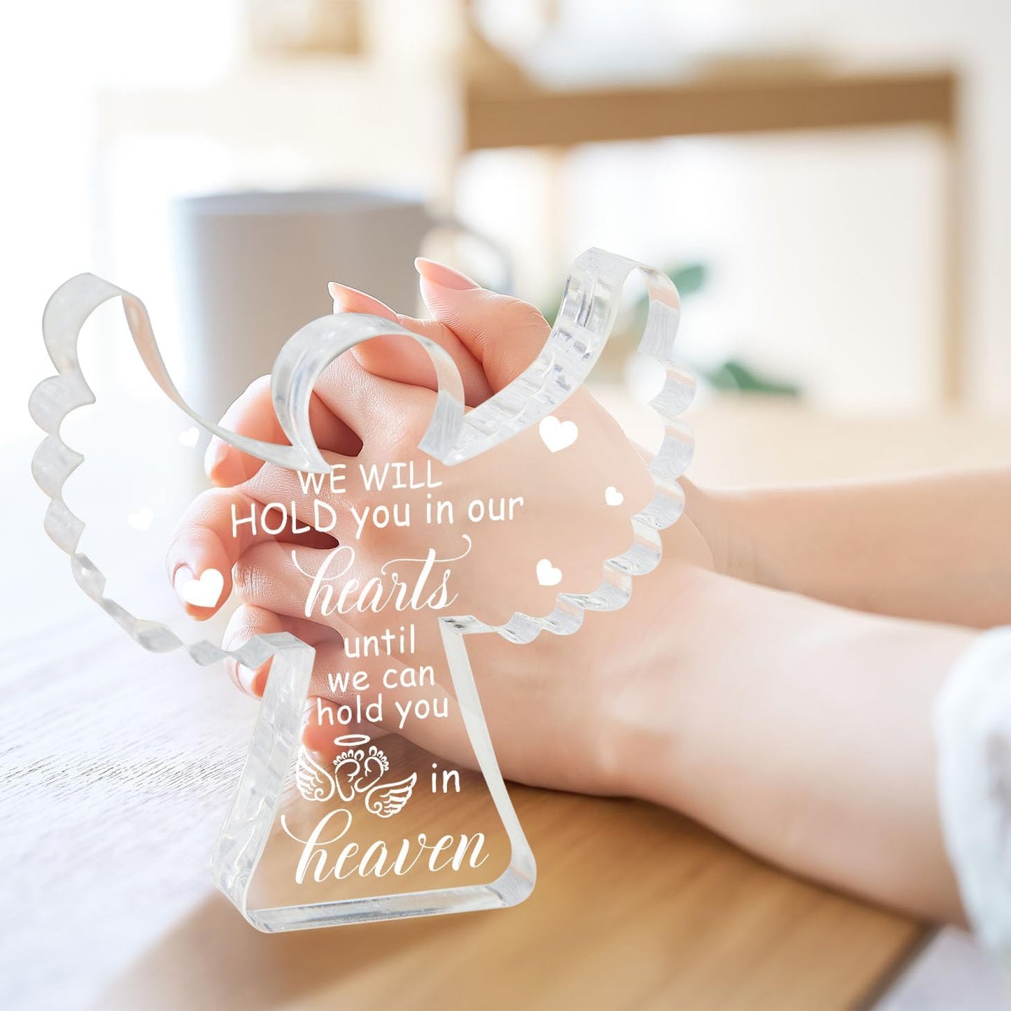 Miscarriage Gifts for Mothers, Remembrance Gift, Sympathy Gifts, Remember Me Grieving Present, Baby Footprint Memorial Angel Acrylic Sign, Infant Loss Sympathy Gift, Funeral in Memory of Loss of Baby