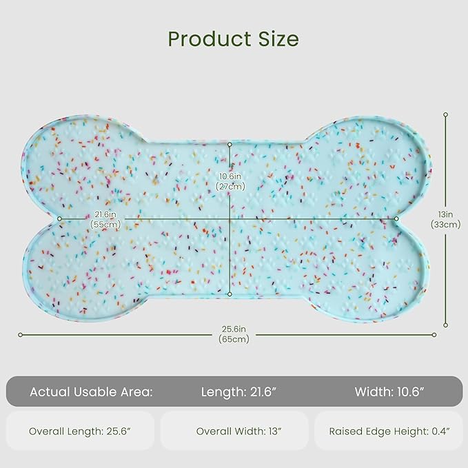 Dog Food Mat Anti-Slip Silicone Dog Bowl Mat Thicker Pet Placemat Waterproof Cat Feeder Pad with Raised Edge Puppy Kitten Feeding Mats Suitable Small Medium-Sized Dogs Cats Eating Tray