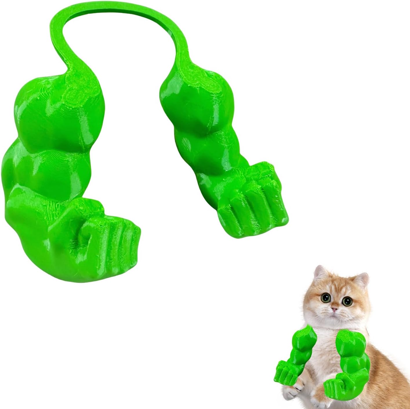 Creative Cat Muscle Arms,3D Printed Cat's Neck Arm with Muscle,Funny Pet Props Hanging Arm for Kitten Birthday Party Supplies,Funny Halloween Costume Prop Adjustable Lightweight Design (Green)