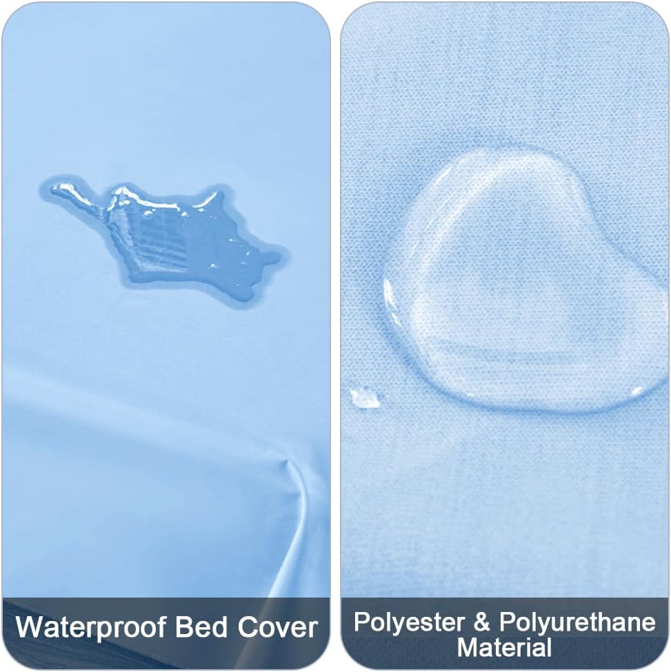 DUJUIKE Waterproof Bed Cover for Dog and Cats,Pet Hair Resistant Bed Sheet Cover, Protective Bed Liner Cover with 100% Waterproof Breathable Thin Fabric (Sky Blue, Twin 63 * 90 inch)
