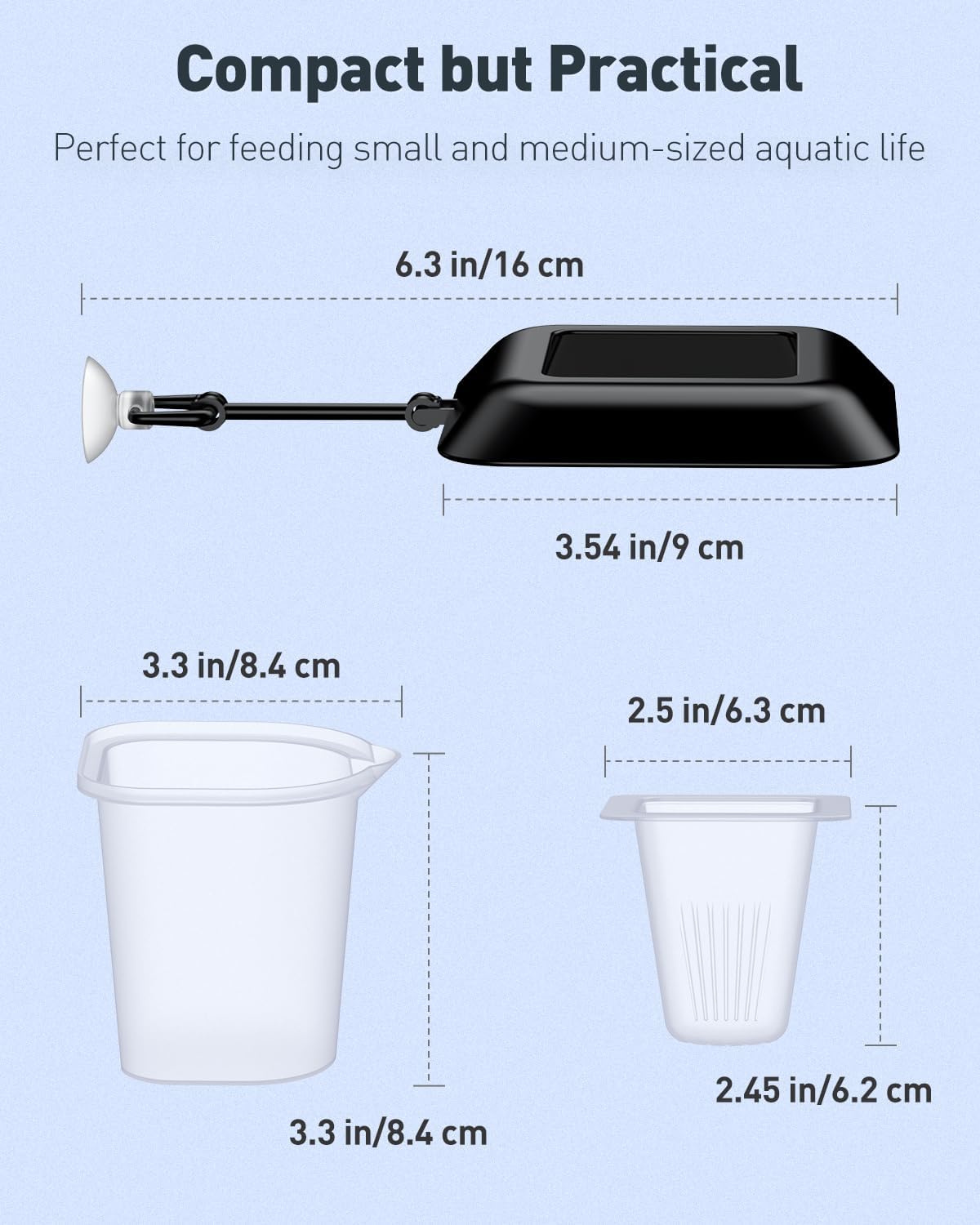 Pawfly Aquarium Bloodworm Feeder - Floating Red Worm Feeding Cup with Suction Cup, Multipurpose Fish Food Holder & Measuring Cup for Fish Tank