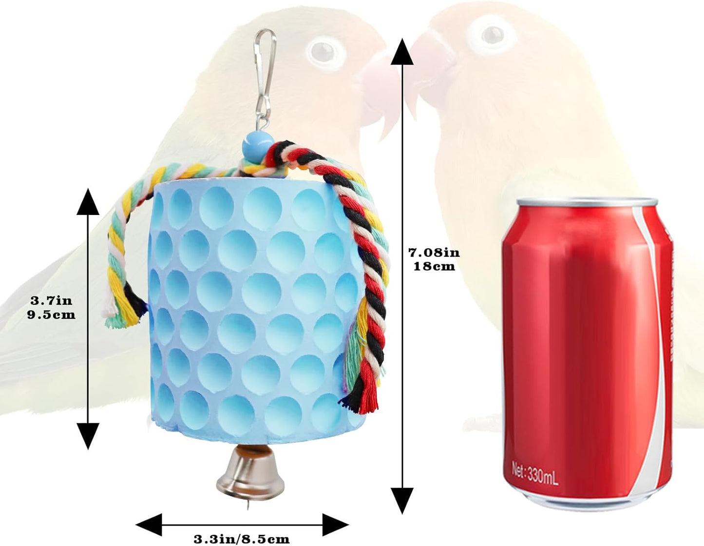 Bird Beak Grinding Stone, Parrot Chew Toys with Bells, Bird Toys, Cage Accessories for African Grey, Amazon Parrots, Budgies, Cockatiels, Lovebirds, Conures, Quakers, Small to Medium Birds