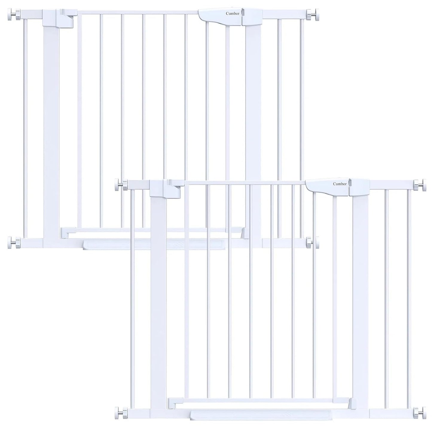 Cumbor 2 Pack 29.7-40.6" Baby Gate for Stairs, Mom's Choice Awards Winner-Auto Close Dog Gate for doorways, Pressure Mounted Pet Gates Indoor, Easy Walk Thru Wide Safety Child Gate for Dog, White