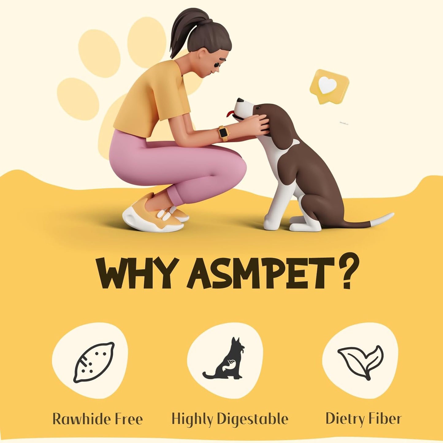 ASMPET Dog Treats Chews, Chicken Wrapped Sweet Potato Strips, Gluten & Grain Free Dog Snacks for Training Rewards 10.6 oz