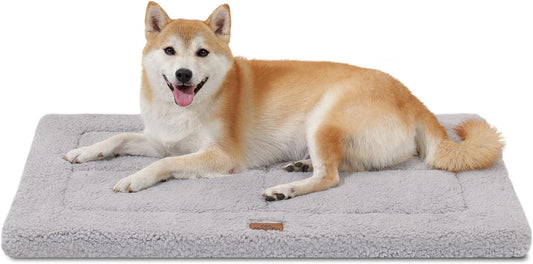 Low-Profile Dog Crate Pad Mat for Large Dogs, Washable Ultra Soft Dog Crate Mat, High Density Foam Pet Beds for Indoor & Outdoor Dogs, 35" x 23", Gray