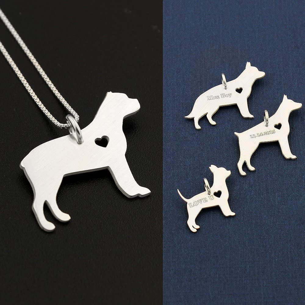 Cane Corso necklace sterling silver dog breeds pendant w/Heart - Love Pet Jewelry Italian chain Women Best Cute Gift, Memorial Gift