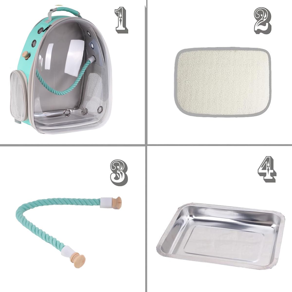 Bird Travel Backpack Carrier, Clear Bubble Window Transport Backpack for Birds, Space Capsule Astronaut Liked Vet Carry School Bag for Parakeet Parrot (M-GRN, Clear Bubble)