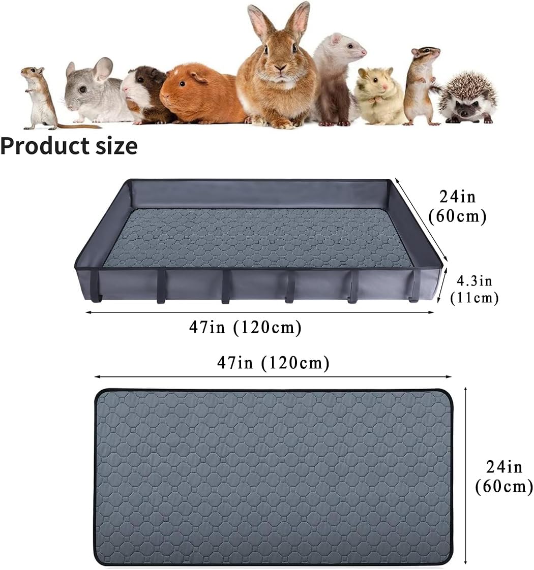 Guinea Pig Cage Liner Tarp Bottom Waterproof and Washable Base Also for Rabbits Canvas Bottom, Bunny, Chinchesillas, Hedgehog, Ferrets and Other Small Animals(24x48 inches)