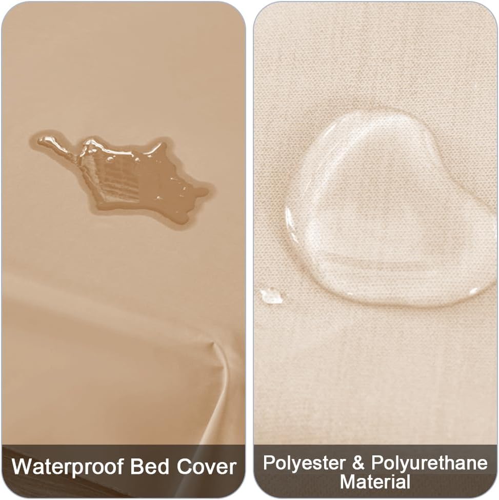 DUJUIKE Waterproof Bed Cover for Dog and Cats,Pet Hair Resistant Bed Sheet Cover, Protective Bed Liner Cover with 100% Waterproof Breathable Thin Fabric (Apricot Yellow, Twin 63 * 90 inch)