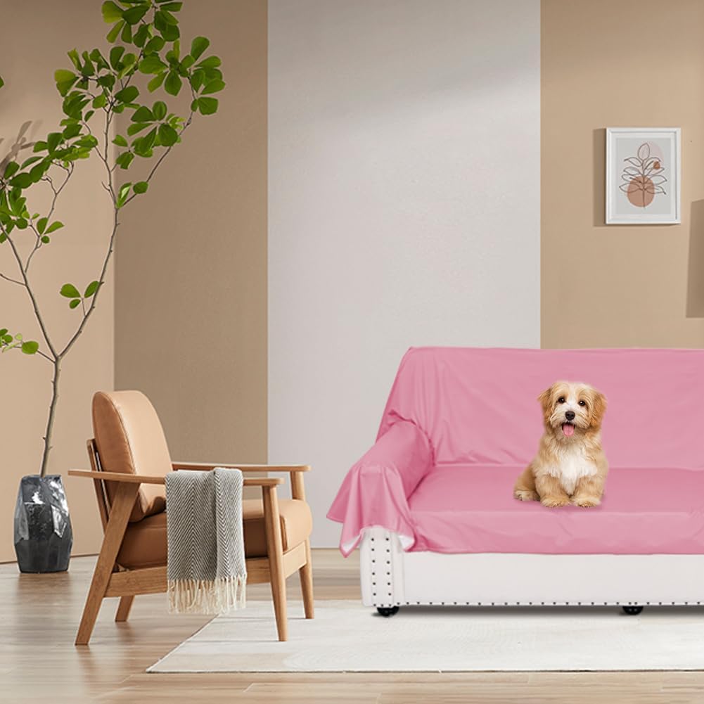 DUJUIKE Waterproof Bed Cover for Dog and Cats,Pet Hair Resistant Bed Sheet Cover, Protective Bed Liner Cover with 100% Waterproof Breathable Thin Fabric (Pink, Queen 78 * 90 inch)