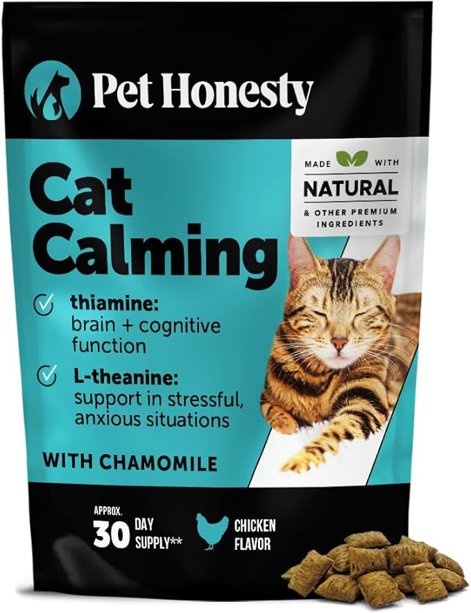 Calming Chews for Cats - Cat Anxiety Relief + Helps Reduce Stress - Behavioral Support & Promotes Relaxation for Travel, Boarding, Vet Visits, Separation Anxiety - Chicken (30-Day Supply)