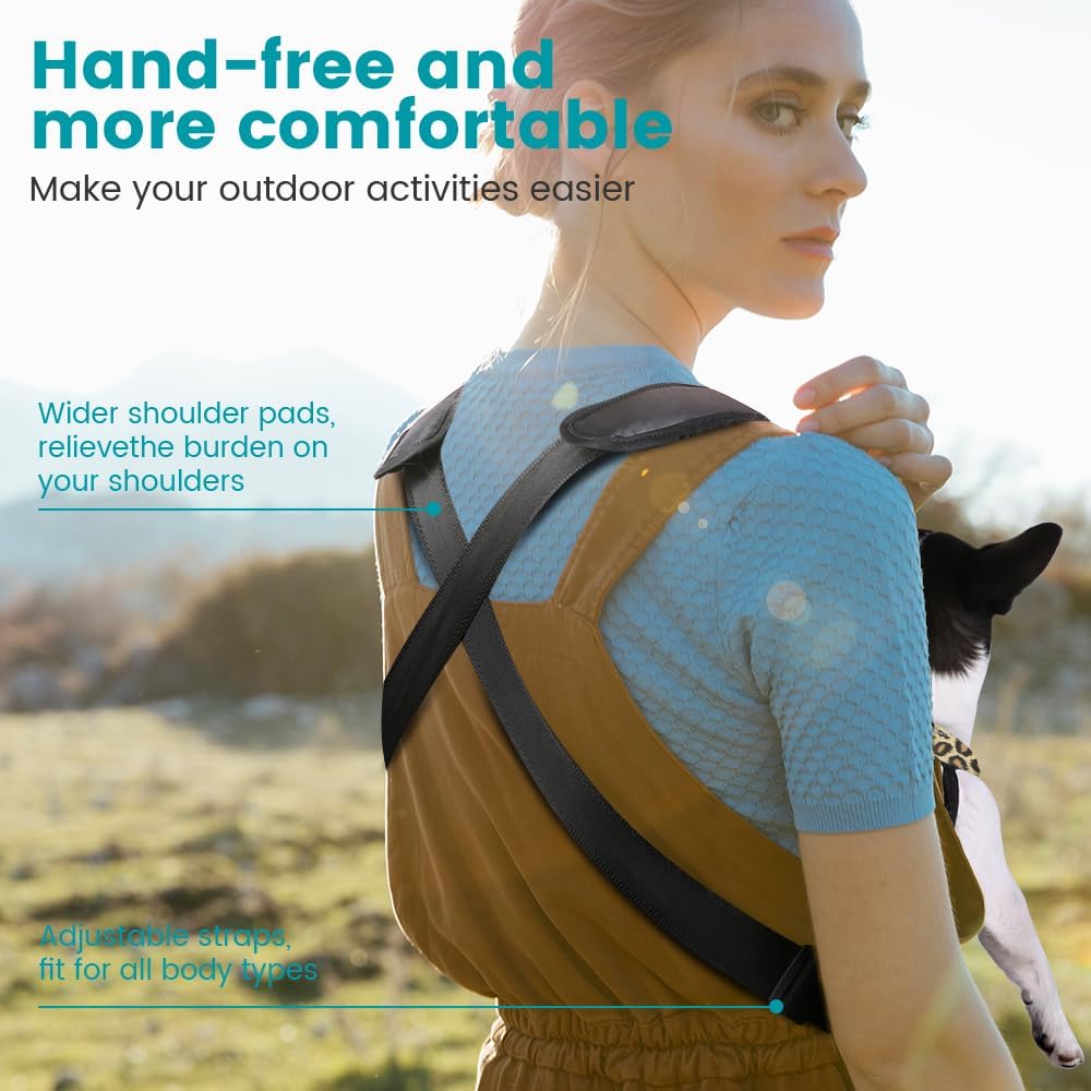 Inspack Dog Backpack Carrier/Cat Carrier, Adjustable Pet Front Carriers Travel Bag for Puppy Medium Dogs, Legs Out, Soft Ventilated Dog Chest Carry Backpacks for Hiking/Camping, 10-16 lbs, Black