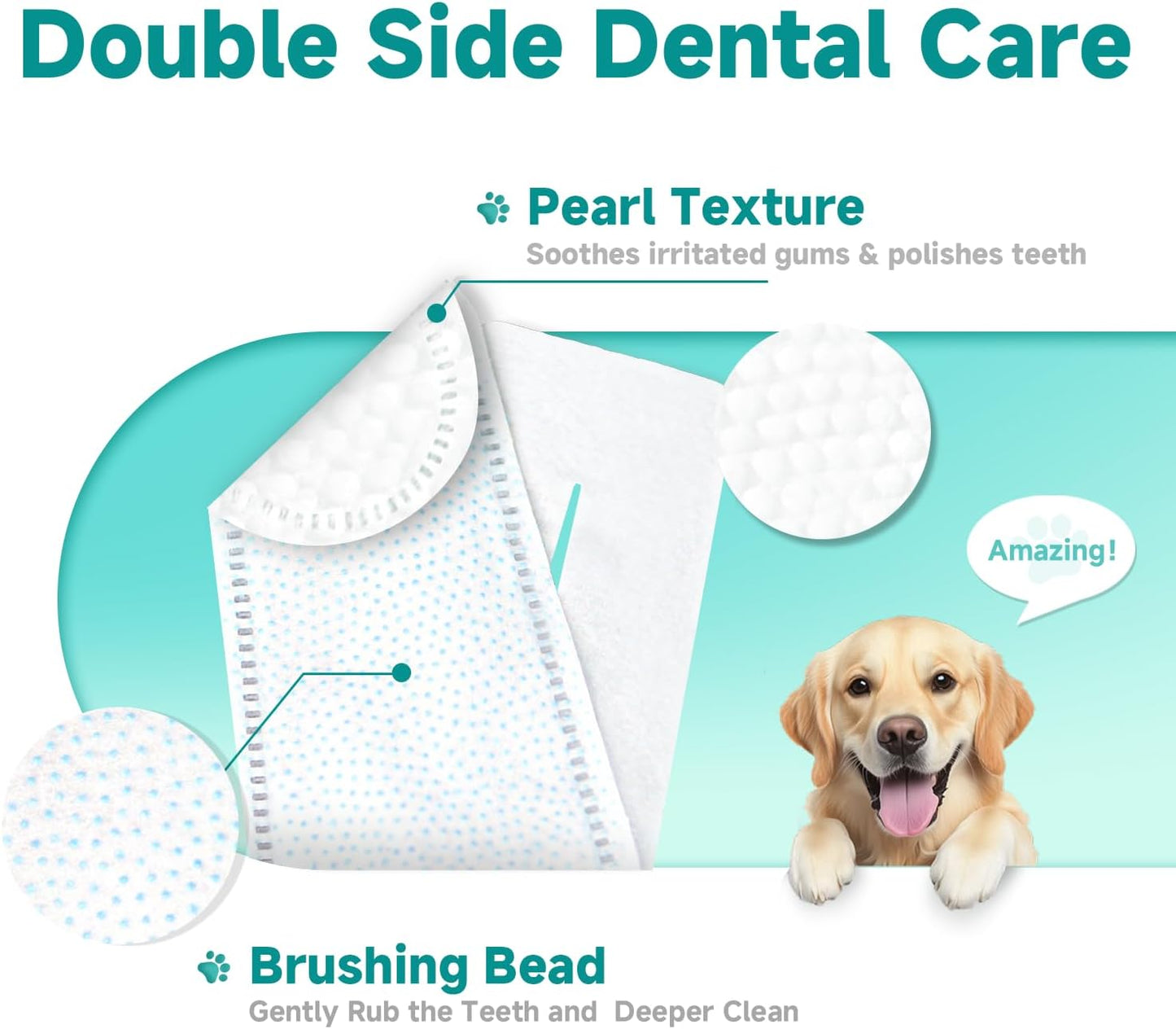 Pet Dental Finger Wipes for Dogs & Cats, Dog Teeth Cleaning Wipes Tooth Brushing Kit by Remove Plaque and Tartar & Freshens Breath Buildup No-Rinse Dog Finger Toothbrush Mint Flavor