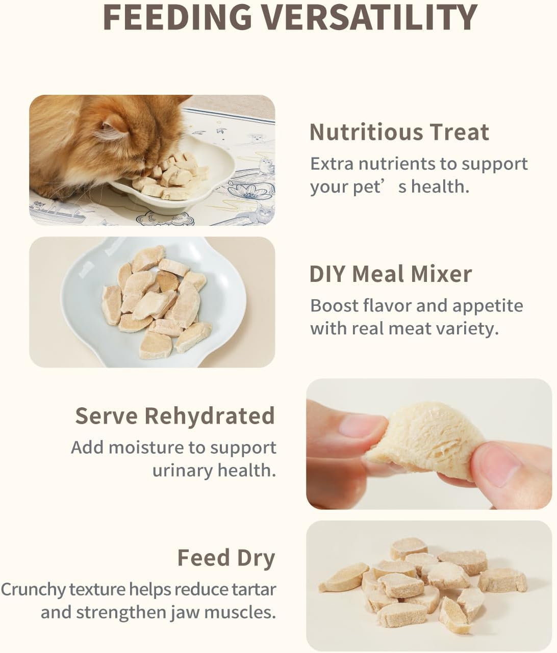 Freeze-Dried Rabbit Tenderlion Treat for Small Dog & Cat, Health Natural Single Ingredient Cats Dogs Dry Food, Whole Cut Raw Treats for Sensitive Stomachs Care (2.5 oz)
