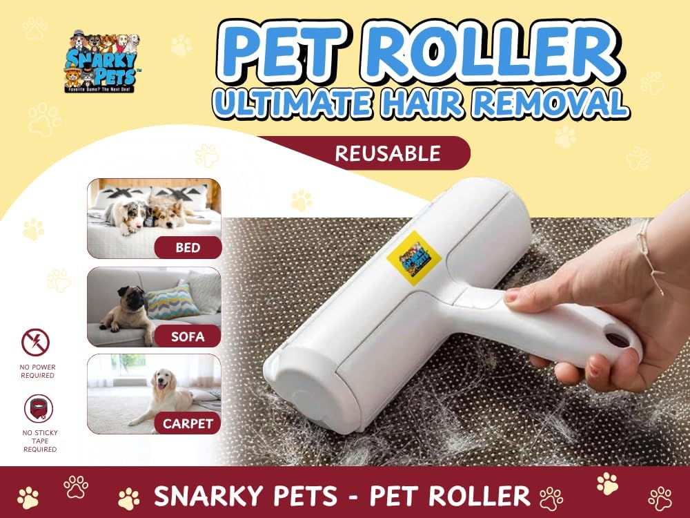 Pet Hair Roller – Reusable Pet Hair Remover for Furniture, Carpet & Car – Dog & Cat Hair Lint Roller – Pet Odor & Fur Buster – Grooming Essential & Upholstery Cleaner – Sticky, No Refills