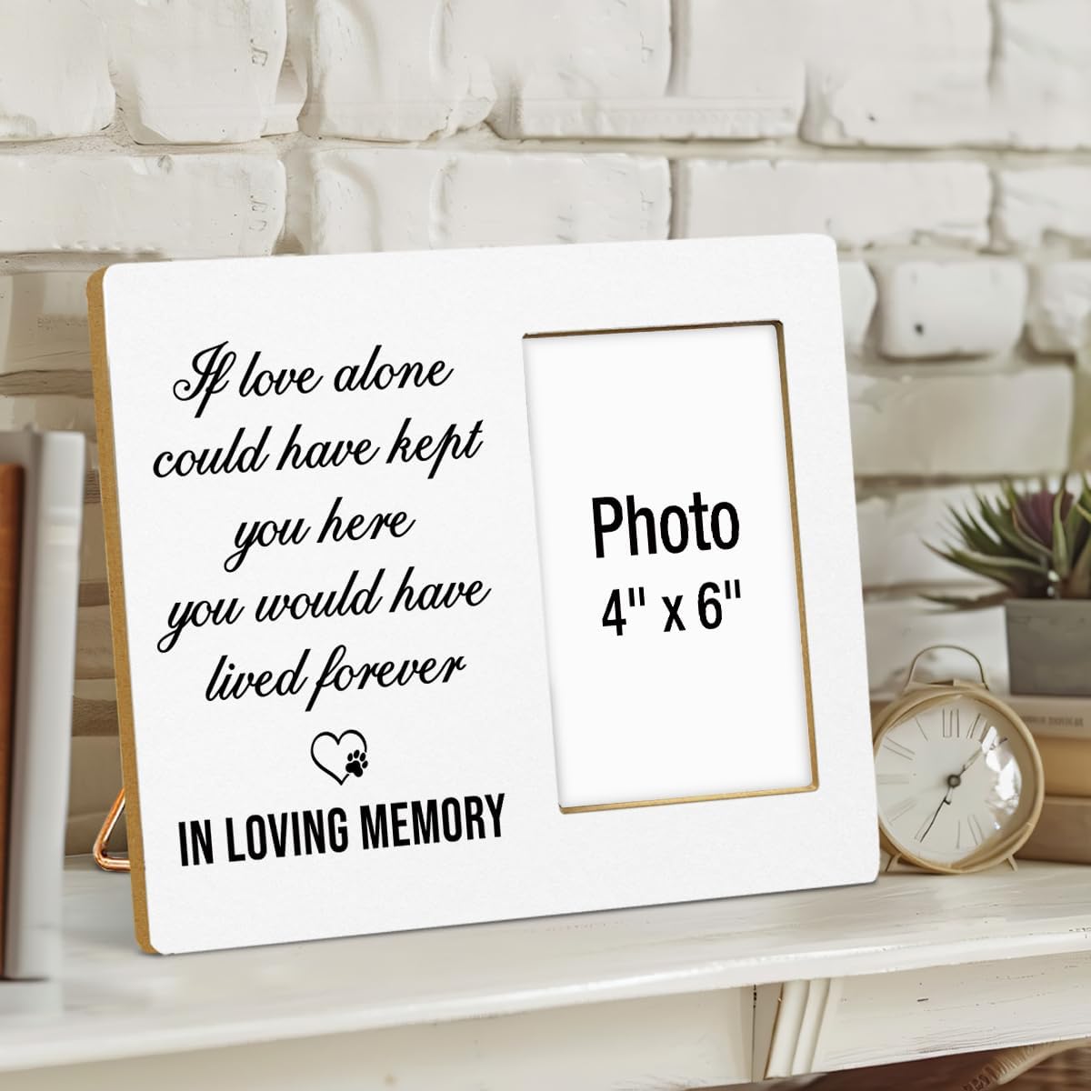 Dog Memorial Photo Frame, Pet Memorial Gifts for Loss of Dogs, Sympathy Gift for Dog, Cat Passed Away Bereavement Remembrance Wooden Picture Frames, Photo 4 x 6 Inches