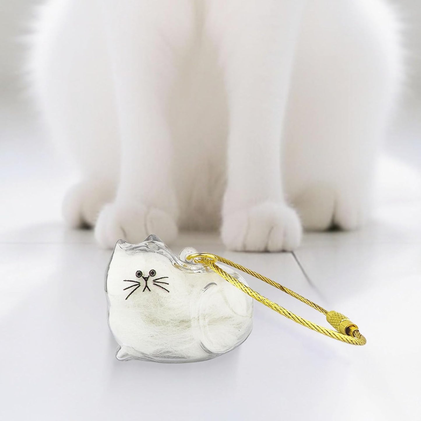 Cat Hair Keychain, 2Pcs Cat Hair Storage Bottle，Pet Fur Keepsake,Pet Hair Storage/Memorial Keychain,Cute Pet Memorial Gifts,[E Model]