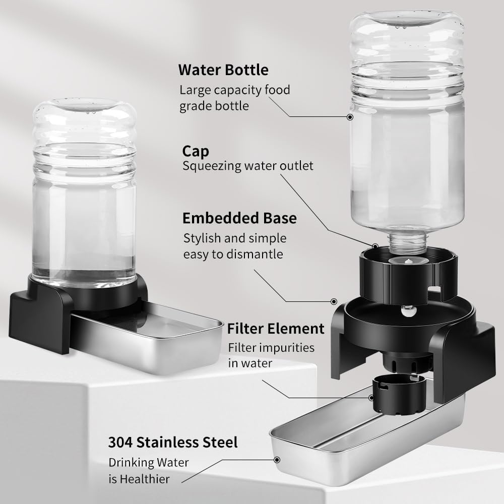 Marchul 1.5 Gallon Cat Water Dispenser, Automatic Gravity Dog Water Feeder, Stainless Steel Large Capacity Cat Waterer for Cats and Small Dogs (3 Filters) 5.7L