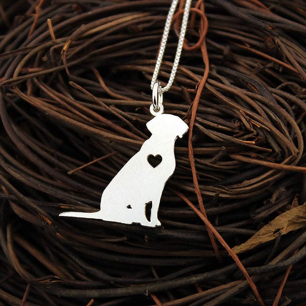 Labrador Retriever engarvable necklace sterling silver dog breeds pendant w/Heart - Love Pet Jewelry Italian chain Women Best Cute Gift Personalized memory gift - Lab 4