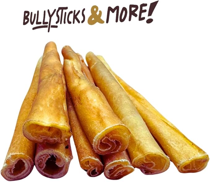 BULLYSTICKS & MORE 12 Inch Beef Collagen Sticks for Dogs (Regular Size - 8 Count)- Bones for Dogs - No Hide Sticks Beef Cheek Rolls