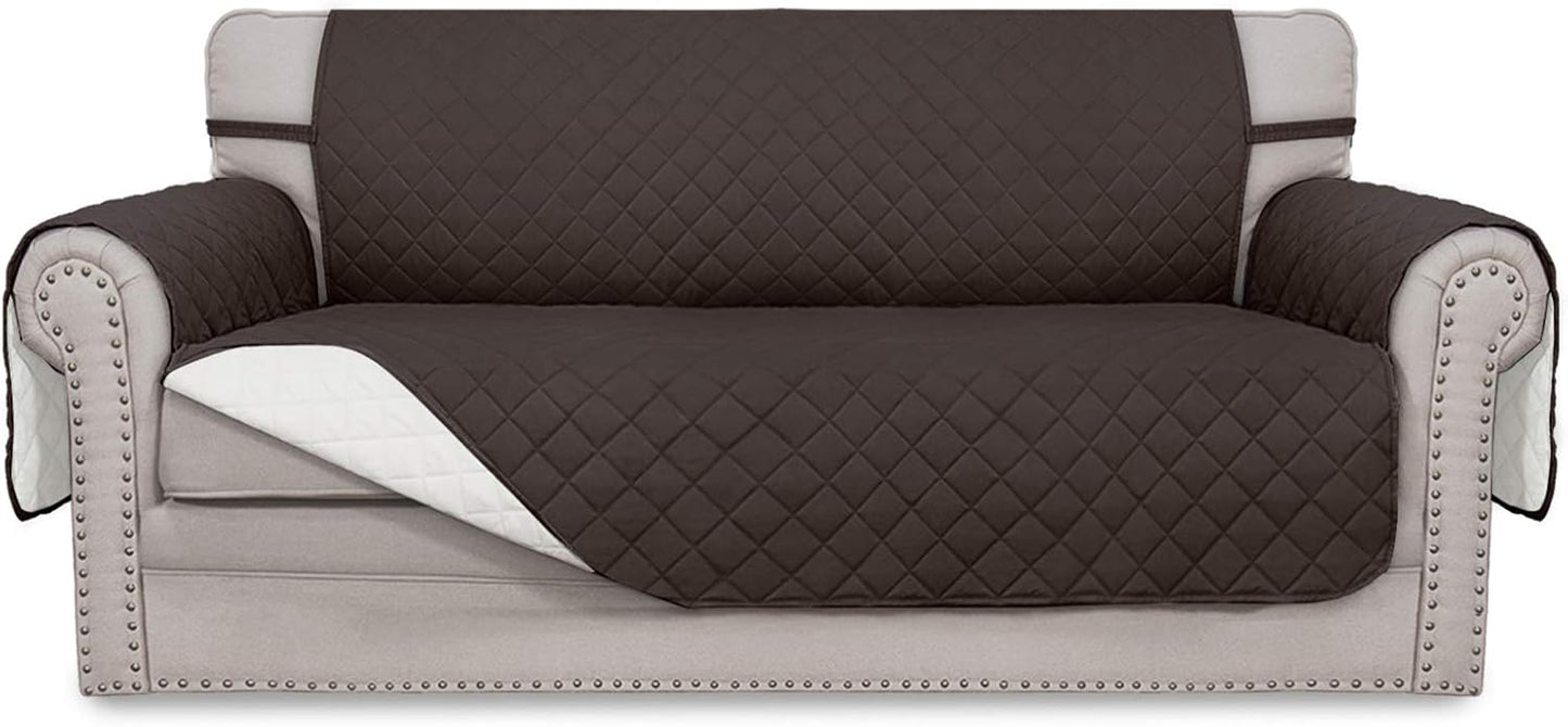 Easy-Going Sofa Slipcover Reversible Loveseat Sofa Cover Couch Cover for 2 Cushion Couch Furniture Protector with Elastic Straps for Pets Kids Dog Cat (Oversized Loveseat, Chocolate/Ivory)