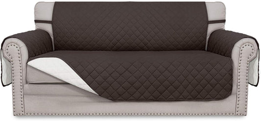 Easy-Going Sofa Slipcover Reversible Loveseat Sofa Cover Couch Cover for 2 Cushion Couch Furniture Protector with Elastic Straps for Pets Kids Dog Cat (Oversized Loveseat, Chocolate/Ivory)