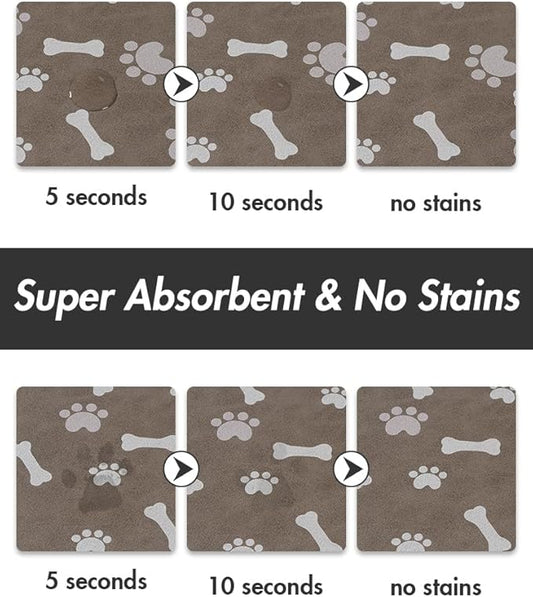 MontVoo Dog Food Mat-Large Pet Feeding Mat for Food and Water-No Stains Quick Dry Dispenser Cat Bowl Mat for Messy Drinkers(23"X34" Brown)