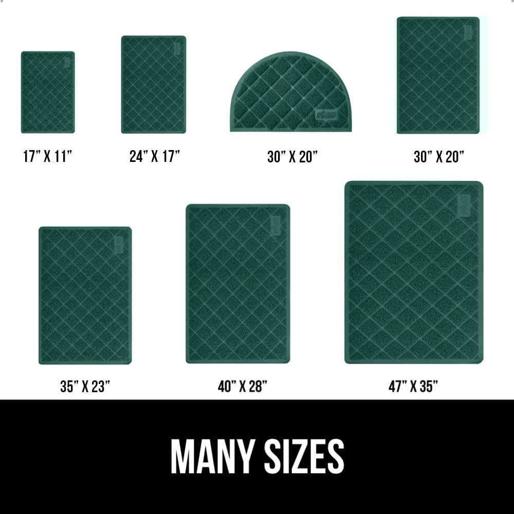 GORILLA GRIP Cat Litter Box Mat, 35x23, Water Resistant, US Designed Kitty Litter Trapping Mats, Easy to Clean, Scatter Control, Less Mess and Clean Floors, Kitten Supplies for Indoor Cats, Dark Green
