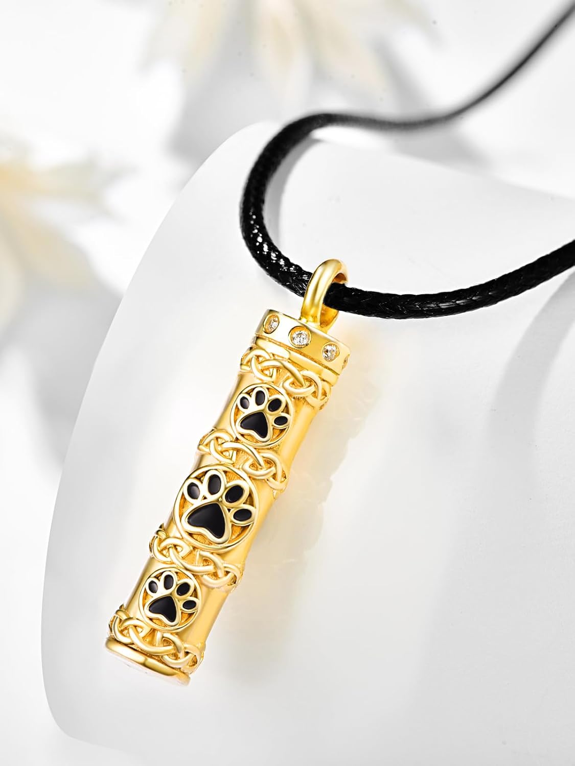 Dreamboat Pet Crematian Urn Necklace for Dog Cat Ashes 925 Sterling Silver Paw Print Keepsake Pendant Jewelry Gifts for Women Men