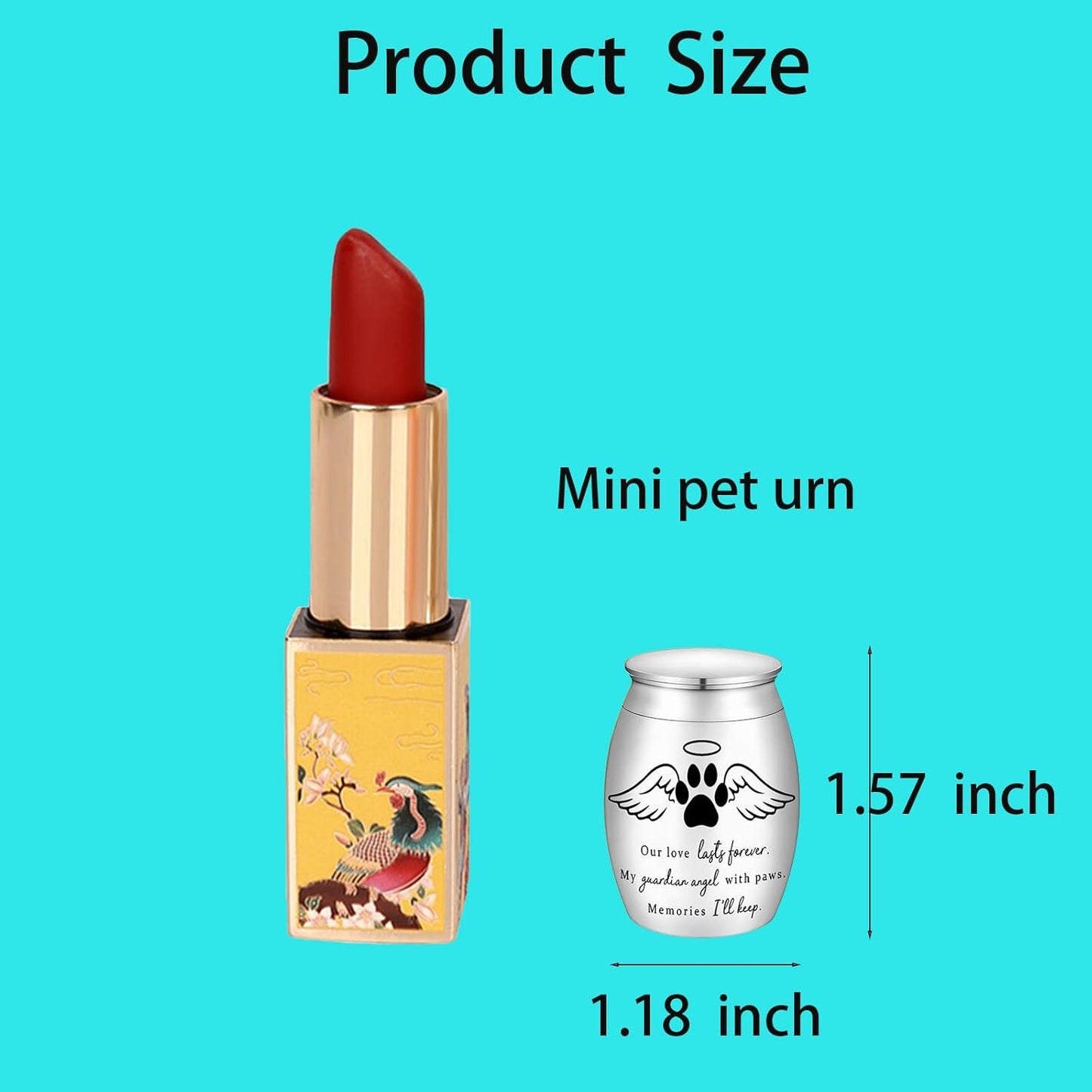 Small Pet Urn for Ashes – Mini Aluminum Alloy Keepsake Urn with Angel Wings & Paw Print – Memorial Urn for Dogs, Cats, or Small Pets – Guardian Angel with Paws Design