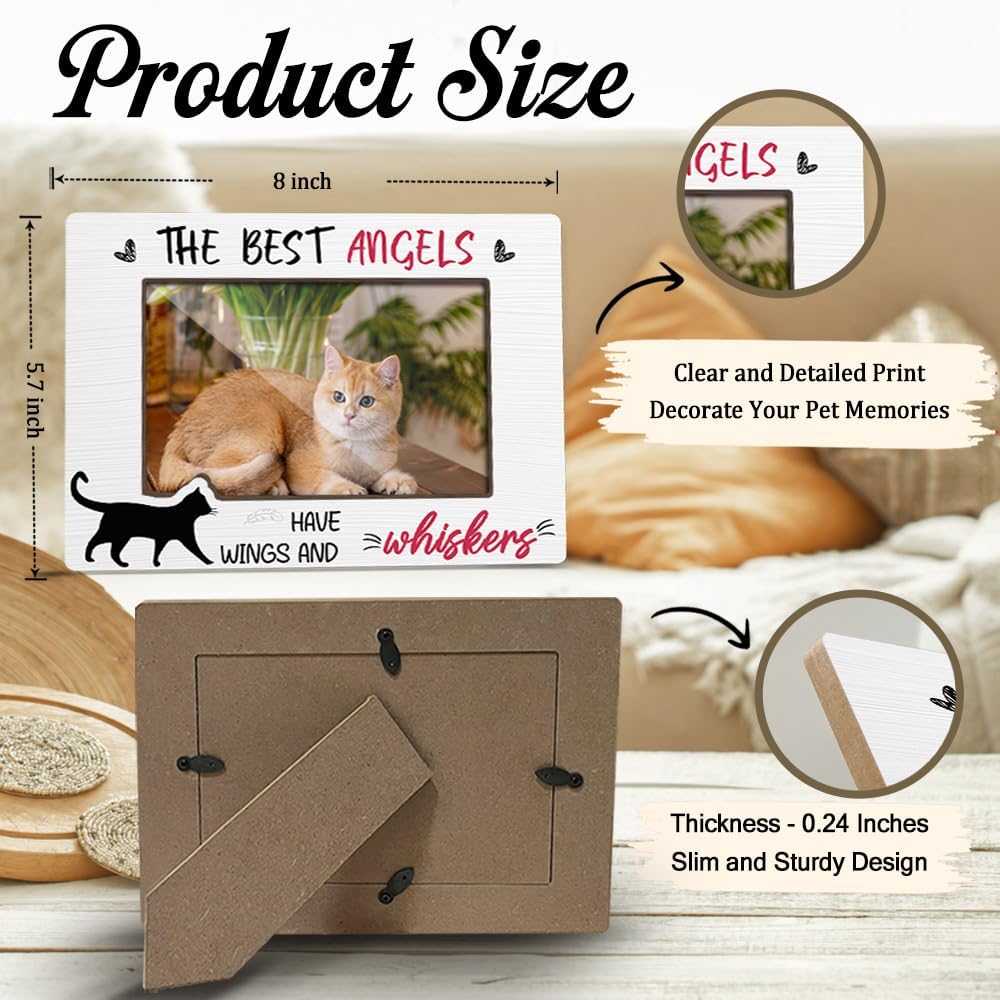 Dog Memorial Photo Frames Dog and Cat Loss Remembrance Gift Sympathy Keepsake for Pet Lovers Condolence Present for Pet Owner The Best Angles Have Wings And Whiskers Picture Frames 4x6 Photo - YY020