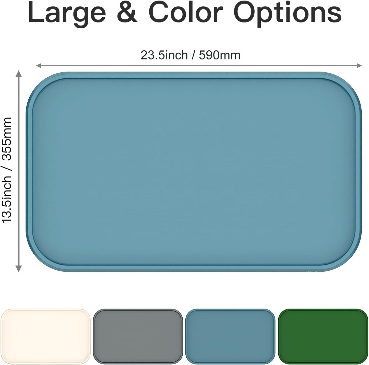 Pet Feeding Mat [Warped Resistant Raised Edge], Water-Proof Silicone Placement for Food Water Bowls, Anti-Slip Base Protect Floor, BPA-Free&Dishwasher-Safe [23.5x13.5inch Large, Blue]