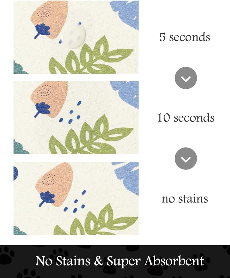 Pet Feeding Mat-Absorbent Dog Mat for Food and Water Bowl-No Stains Quick Dry Water Dispenser Mat-Dog Accessories Pet Supplies-Bowl for Messy Drinkers（LIGHTFLOWERS,23"x34"