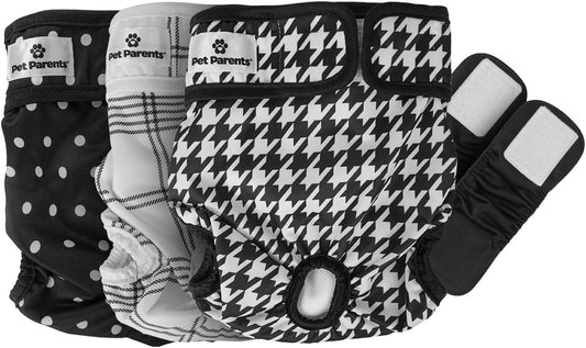 Pet Parents® Washable Dog Diapers (3pack) + Extendrs® of Durable Doggie Diapers, Premium Dog Diapers Female (X-Large, Luxe)