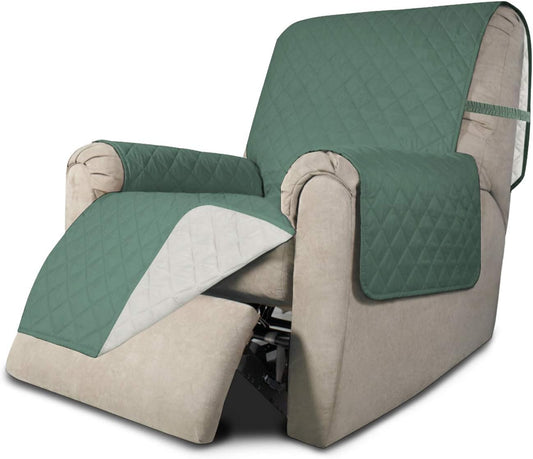 Easy-Going Recliner Sofa Slipcover Reversible Sofa Cover Water Resistant Couch Cover Furniture Protector with Elastic Straps for Pets Kids Children Dog Cat (Recliner, Cyan/Ivory)