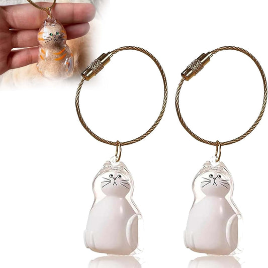 Cat Hair Holder Keychain,Cat Hair Memorial Keyring,Cats keychain Hair Storage Bottle,Transparent Cats Hairs Pendants