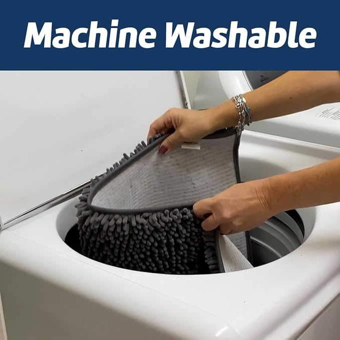 Muddy Mat® Hot Dog Door Embroidery Mat Super Absorbent Microfiber Indoor Outdoor mat for Muddy Paws, Non-Slip Washable Pet Rug, Quick Dry Chenille Entryway Carpet, Machine Washable – Grey 19”x30”