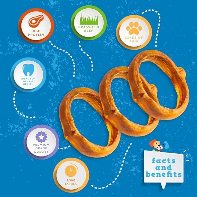 Jack&Pup Bully Rings for Dogs | 4" Bully Stick Rings for Dogs Single Ingredient Dog Treat, Rawhide Free Dog Chews (1 Ct)