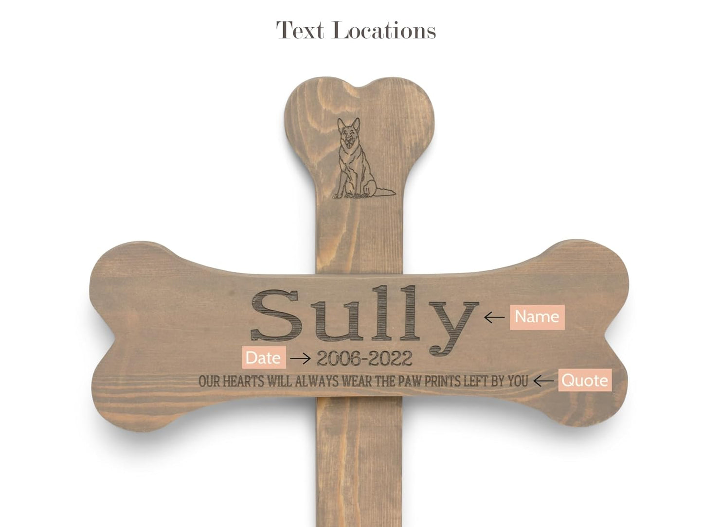 Memorial Cross with Pet Name | Personalized Wood Burial Grave Marker for Dogs