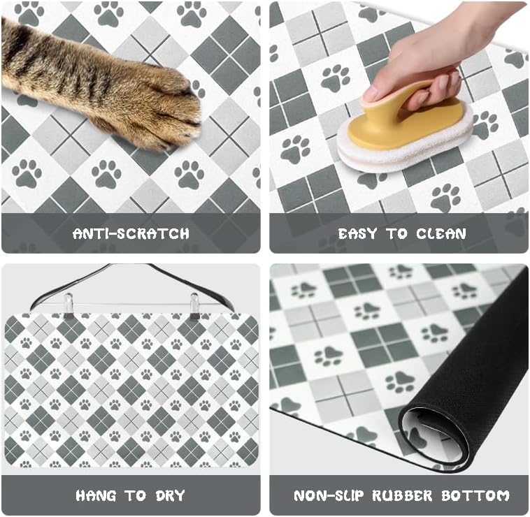 Dog Food Mats for Floors Waterproof, Dog Cat Water Bowl Mats Pet Feeding Absorbent Mat Dog Cat Pet Placemats for Food and Water Paw 17 * 30 inch