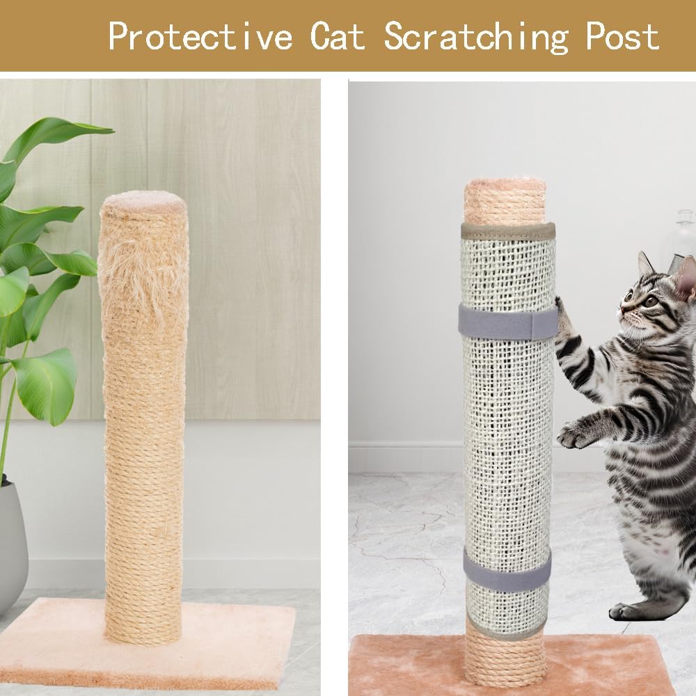 Cat Nail File Scratcher Wrapped Around a Cat Scratching Post, 16.73"×13.38" Sisal Cat Scratch Pad with 80 Aluminum Oxide Grit, Nail File for Cats Can Help to Trim Your Cat's Nails