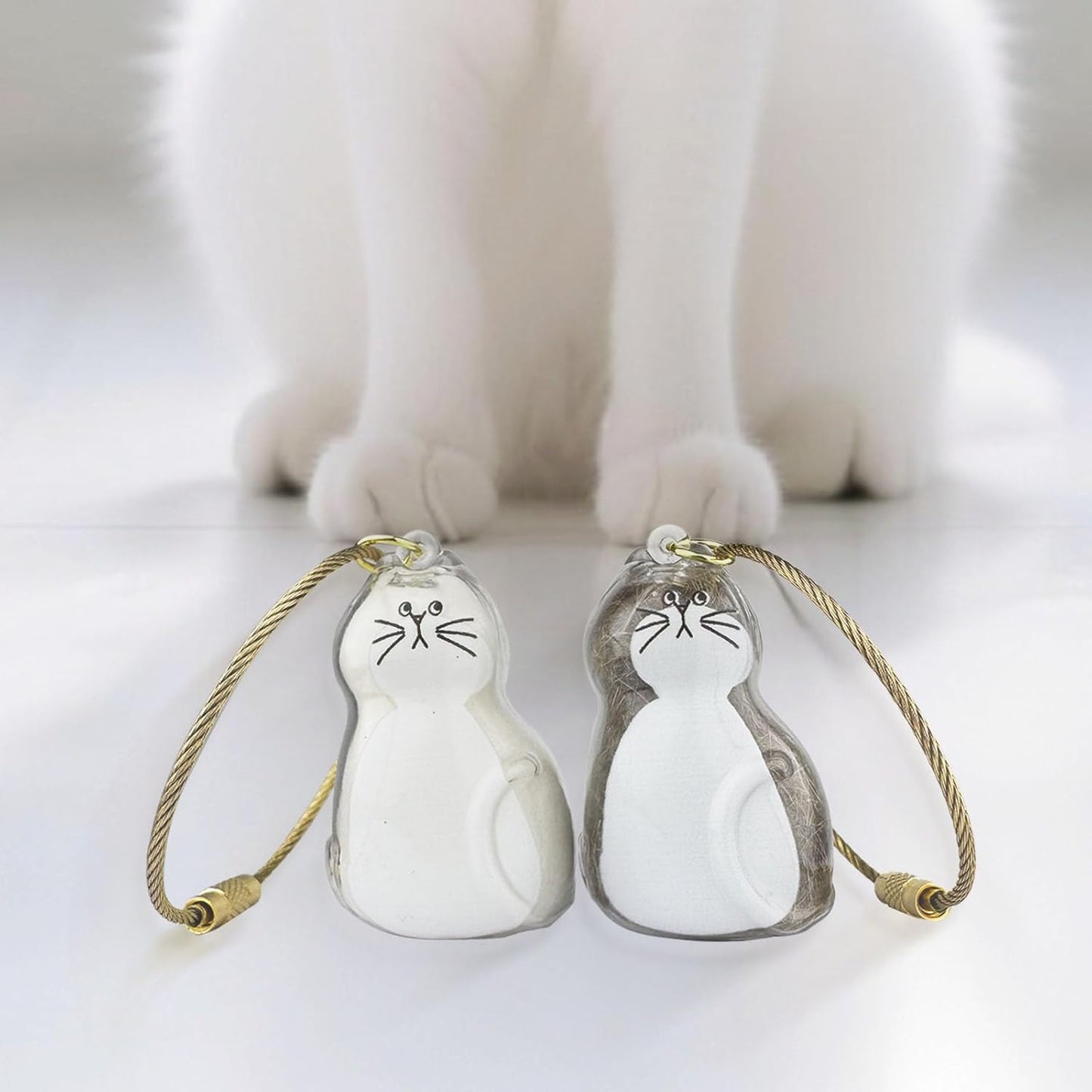 Cat Hair Keychain, 2Pcs Cat Hair Storage Bottle，Pet Fur Keepsake,Pet Hair Storage/Memorial Keychain,Cute Pet Memorial Gifts,[A Model]